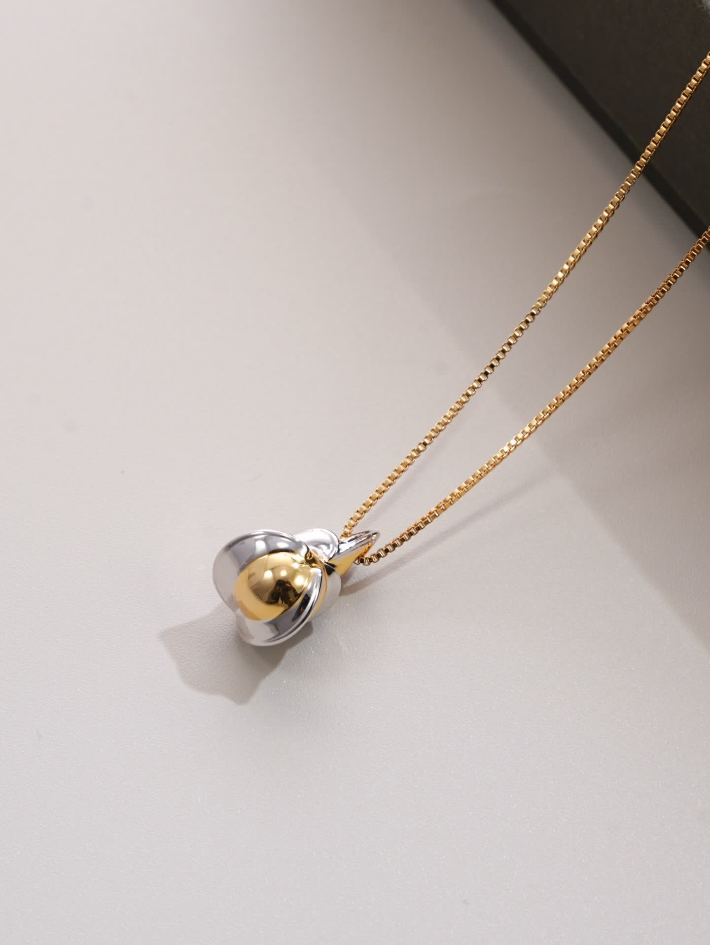 Bottega Veneta Elegant Gold and Silver Pendant Necklace